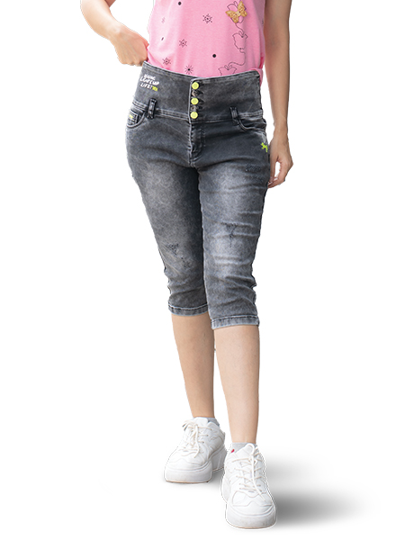 Buy luvamia Capri Jeans for Women Stretch High Waisted Distressed Denim  Capris Ripped Skinny Cropped Pants, Gray, Medium at Amazon.in